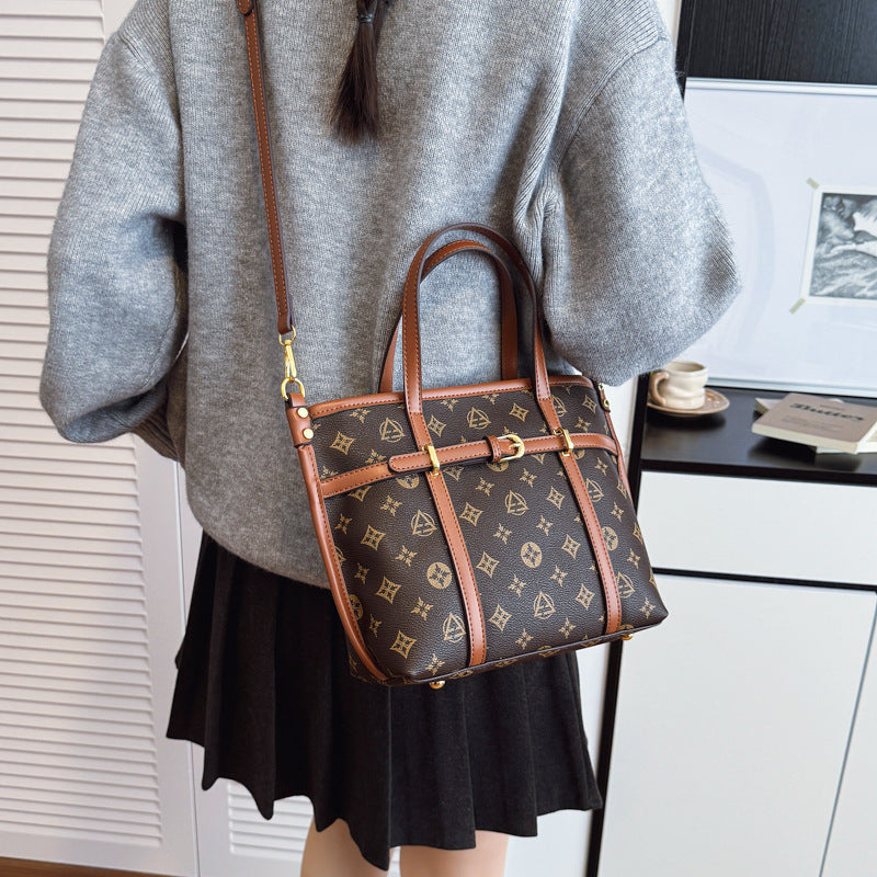 Classy retro old flower bag for women 2025 tote bag large capacity work clothing shoulder crossbody bag satchel bag bucket