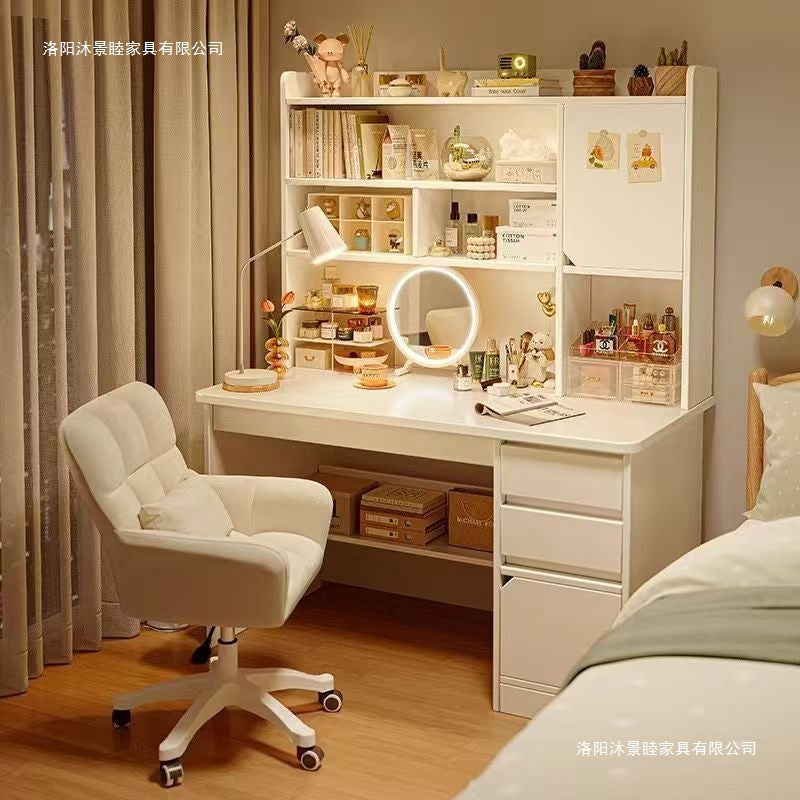 Nordic student desk with bookshelf - all-in-one home bedroom desktop computer desk - assembled study table for elementary school students - writing desk