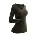 autumn fashion top: harajuku-style, solid color, trendy, hollow-out long sleeve tee - cross-border apparel