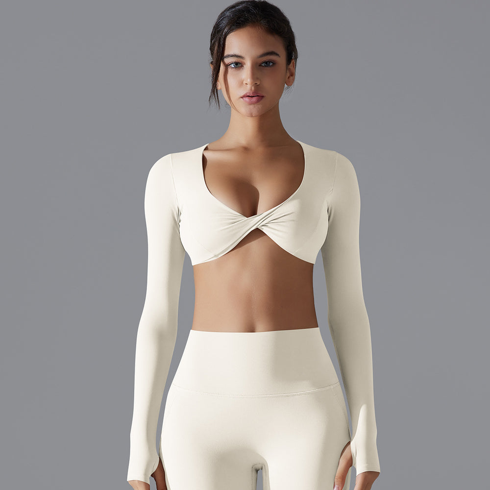 European and american sexy push-up long sleeve yoga top - barely there feel, quick-dry, compression sports t-shirt - casual running & fitness top for women