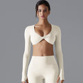 European and american sexy push-up long sleeve yoga top - barely there feel, quick-dry, compression sports t-shirt - casual running & fitness top for women