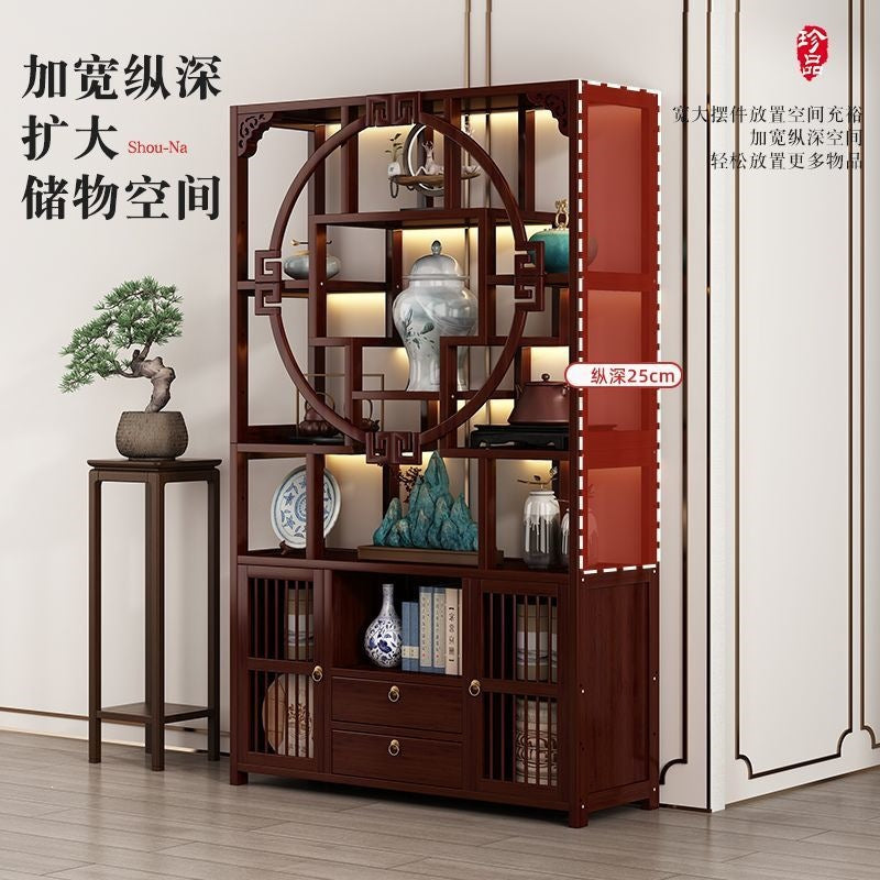 Chinoiserie bogu rack tea set storage rack living room tea display rack duobao pavilion for home tea cabinet purple clay pot display rack