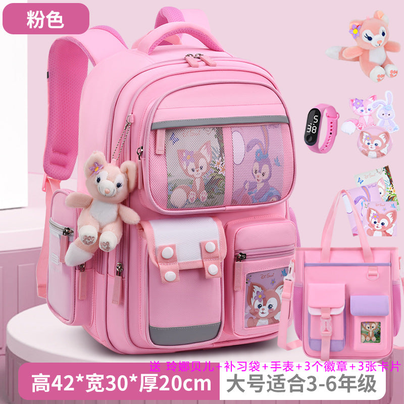 2026 new school backpack for girls, grades 1-6: lightweight, ergonomic, and spine-protecting backpack for elementary school students