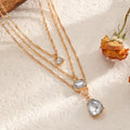 Fashionfashioninsirregular water drop gemstone necklace casualeasiest for matchaccessible luxurymulti-layered sweater chain necklace