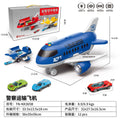 Kids' ejection transforming airplane storage toy set - alloy car, realistic fire truck, construction vehicle, police car, and transport helicopter for boys