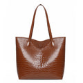 Trendy fashion tote bag 2026 new spring solid color crocodile pattern large capacity shoulder bag handbag women's bag