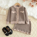 spring/autumn new girls' sweater dress set - korean style chic knitted cardigan and skirt two-piece outfit for babies - trendy