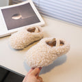Vancahao girls' winter fleece-lined lambswool outdoor cotton shoes  korean style children's warm half-slipper fuzzy shoes