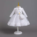 New in stock three-piece girls' dress set: long-sleeve wedding dress, piano recital dress, girl's dress