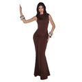 european and american autumn new arrival: fashionable solid color sleeveless ribbon dress - women's sexy backless pleated maxi dress