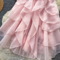 Sweet pink ruffle trim sleeveless sundress - perfect for summer, vacation, and a flattering silhouette