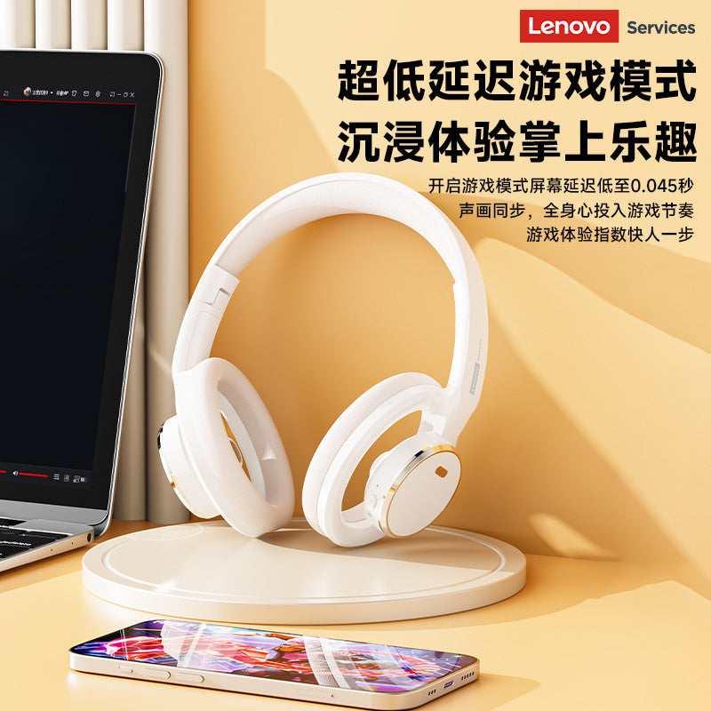 Lenovo ls116 over-ear bluetooth headphones - hollow design, deep bass, student headset, high-fidelity audio, gaming noise cancellation