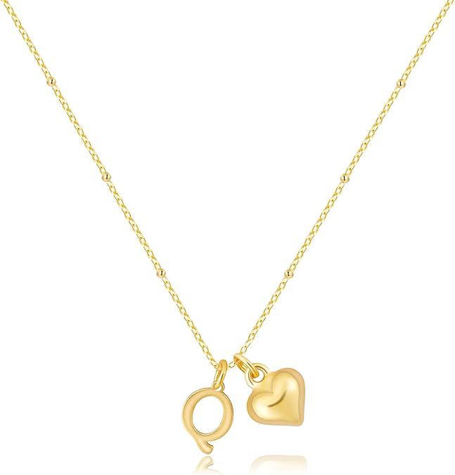 new fashion light luxury style 26 letter heart necklace, 14k gold plated minimalist versatile women's necklace