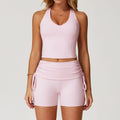 nude yoga suit i-shaped back folding high waist fitness suit women's sports running yoga suit 3055