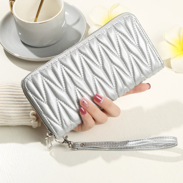 Factory direct sales new women's wallet zipper clutch bag fashionable European and American bag large capacity soft leather change mobile phone bag