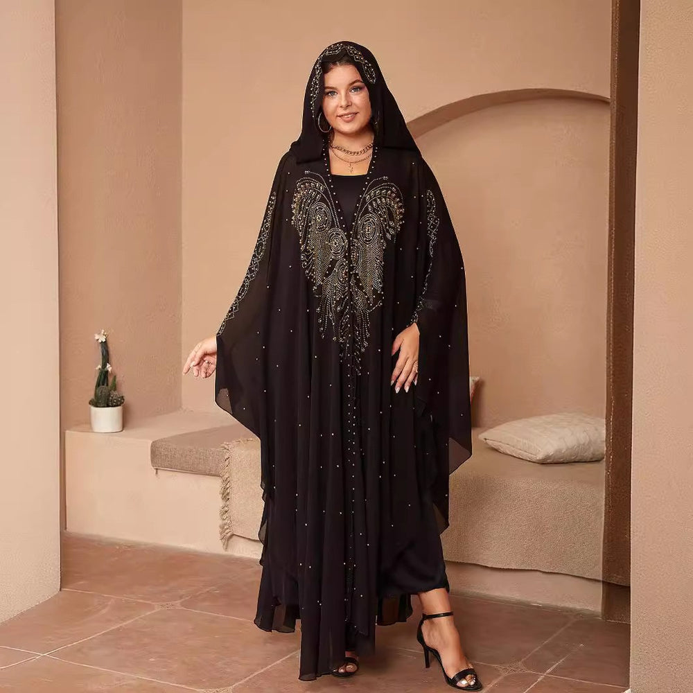 fashion women's clothing style hot diamond beading high density chiffon loose cape shawl