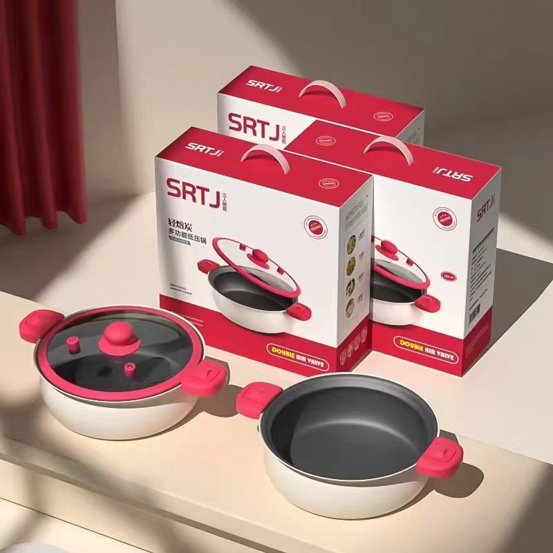New low-pressure non-stick soup pot, brand new, uncoated, multi-functional, large capacity, micro-pressure cooker, stove-top compatible, wholesale gift option