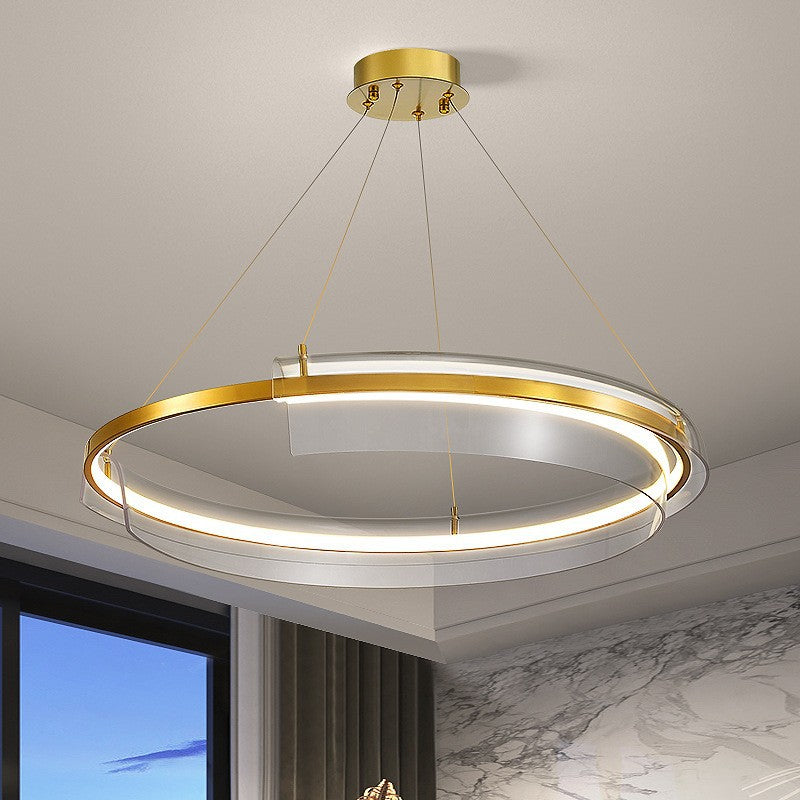 Modern light luxury living room LED ring chandelier designer Nordic simple Internet celebrity restaurant bedroom model room lighting