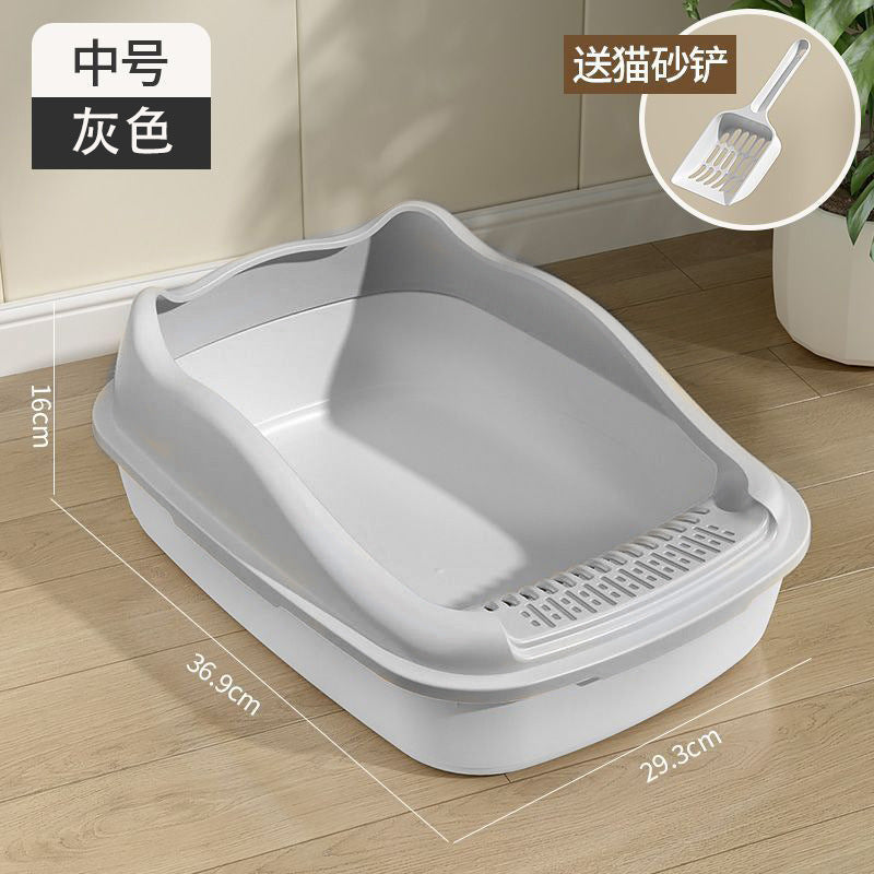 Extra-large, semi-enclosed cat litter box - prevents tracking, extra small size for kittens, complete cat supplies