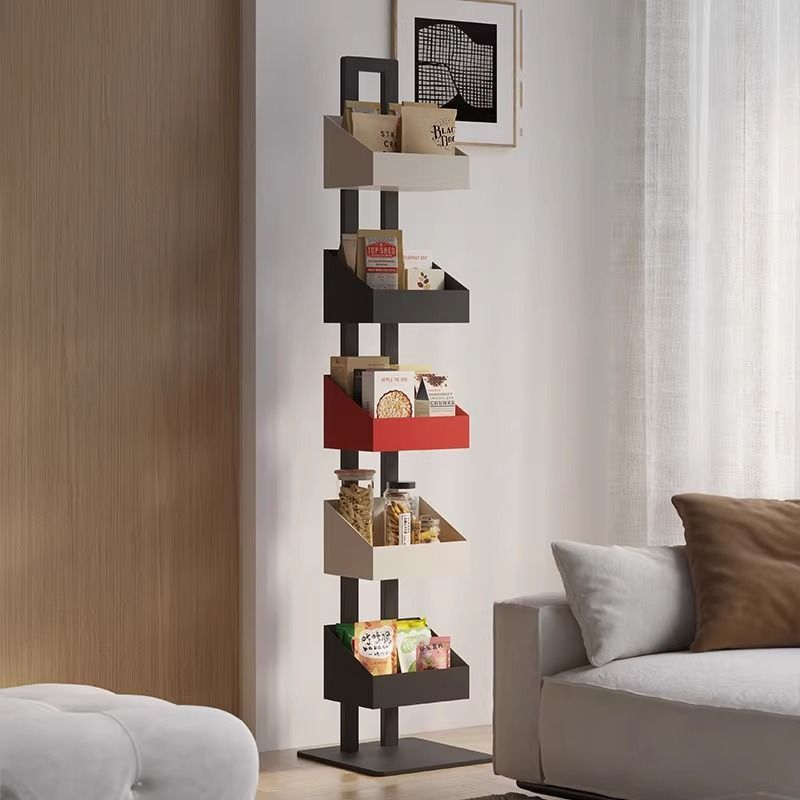 Invisible floor-to-ceiling bookshelf for living room, home iron art corner storage display shelf, 3d children's multi-layer bookcase and storage rack