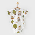 Baby short-sleeved one-piece jumpsuit summer thin khaki newborn pure cotton clothes triangle romper baby