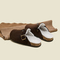 Birkenstock women's 2025 new autumn/winter slip-on warm fleece-lined fuzzy birkenstock shoes, lazy closed-toe half-slipper cotton shoes