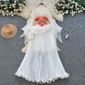 Fairy pleated dress women's summer atmosphere rufflesk-stylehigh waist long skirt whiteelegantpleated skirt