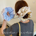Large yellow floral plaid large intestine hair tie for women 2026new arrival ball hair rope forest style sweet ponytail hair rope