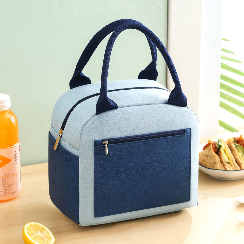 Color matching bento bag thermal insulation bag cationic lunch box handbag with rice aluminum foil thickened waterproof lunch box lunch bag