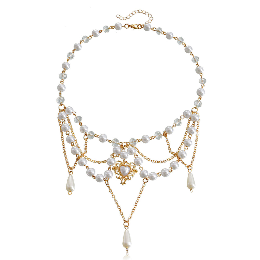 Pearl sweater chain wholesale european and american cross-border cross necklace punk multi-layered wearing light luxury niche clavicle chain for women