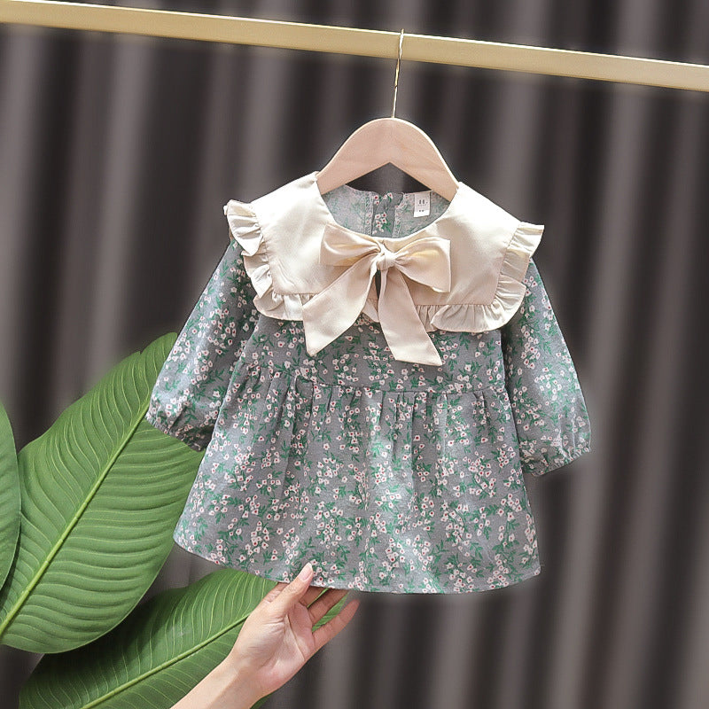 Dress spring & fall women's k-style princess dress plaid white long sleeves princess children's clothing