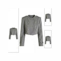 cross-border fashionable and minimalist versatile short chanel-style double-breasted napoleon jacket with round neck