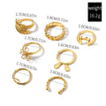 18k ring wholesale european and american cross-border ins style jewelry retro gold leaf flower rabbit horn stacked ring set for women