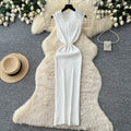 Pure desire style knitting sleeveless silmdress women's summer waist slimming look a-line long skirt goddess elegant skirt
