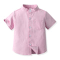 Source factory children's clothing kids candy color shirt personalized boys shirt medium large children stand collar boys shirtlong sleeves