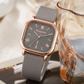 vintage style rose gold square roman scale silicone strap women's quartz watch factory direct sales wholesale