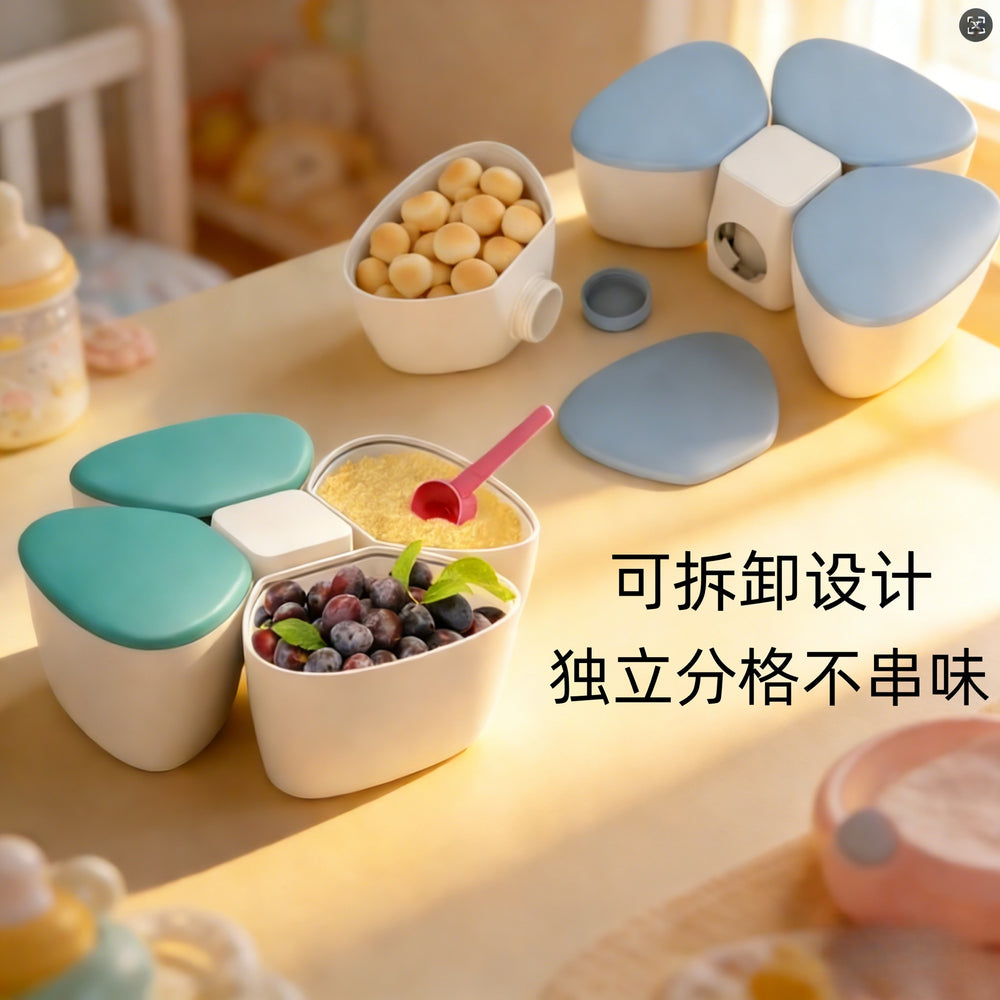 Source factory portable outing baby clover milk powder box baby independent compartment large capacity milk powder compartment wholesale