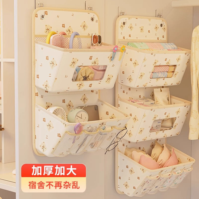 Dormitory bedside storage hanging bag hanging wall rack for glasses data cable mobile phone charger finishing box