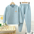 Kids german velvet heattechintimateswinterfleece-linedthickened boneless boys and girls quick-heating bottom pajamas home wear suit