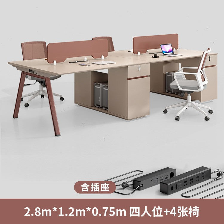 Saint li office desk and chair set - 4/6 seater minimalist modern office table with partition workstation computer desk