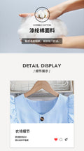 Summer girls' flutter sleeve pinstripe dress - blue & white single-breasted button-down french style a-line sundress