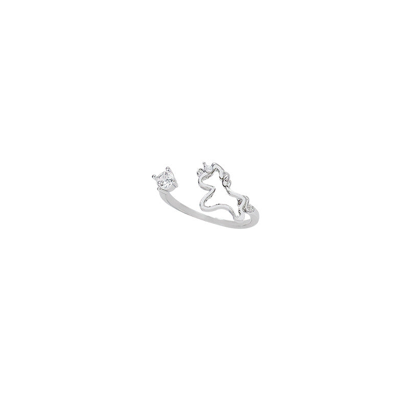 Korean style micro-embedded zircon pony ring for women niche style design classy sense of finger ring elegantfashioneasiest for matchpopular accessories