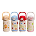 Portable sippy cup for kids, 316 stainless steel food-grade, cute design for girls, student straw cup, dual drinking options
