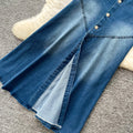 French denim suspender playful age-reducing two-piece set women's summer single-breasted silmslimming lookelegantsuit slit skirt