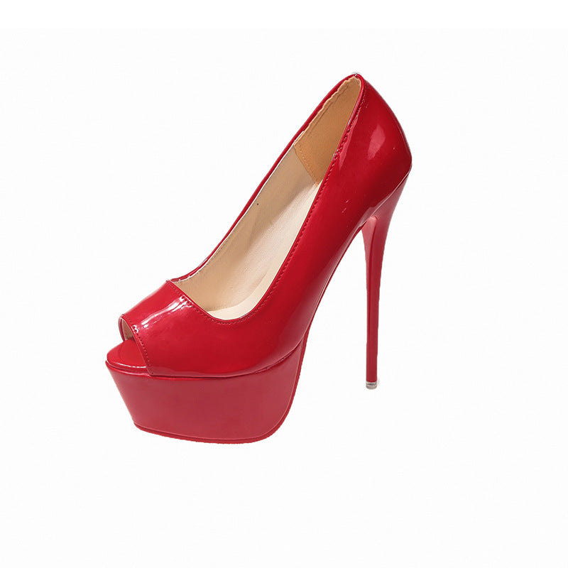 Plus size high heels red bottom stiletto sexy bed flats cross-border export waterproof platform high heels women's shoes