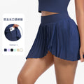 New arrival nude casualpleated sports skirt fake two-piece fashion tapeflap pocket pants tennis skirt quick-drying fitness skirt