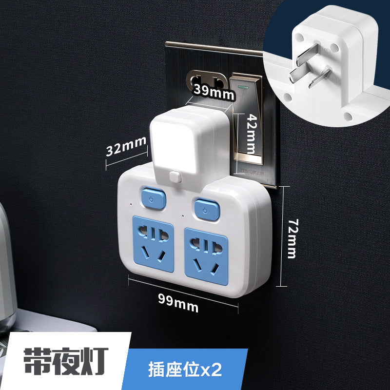 Multi-function wireless socket converter plug - one-to-multiple outlet panel with usb ports, night light, and power strip for home use