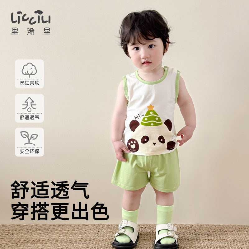 Baby vest suit summer sleeveless sports cotton vest summer thin baby clothes kids