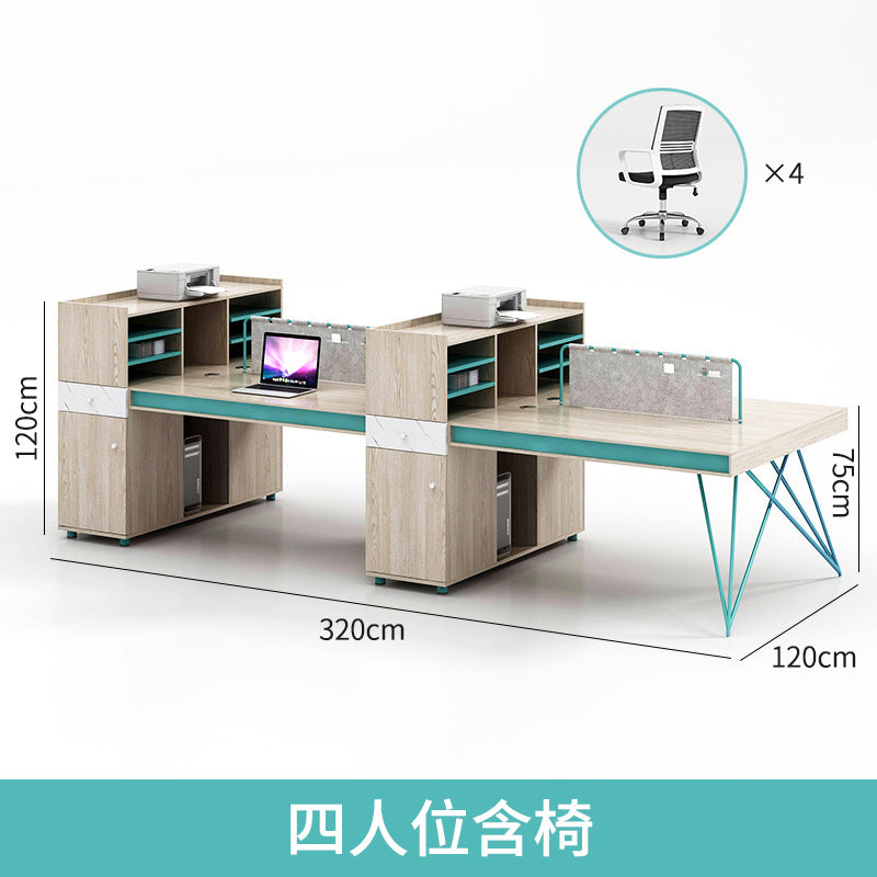 Saint li staff office desk - minimalist modern financial desk and chair set, computer desk, card slot, stylish employee office desk