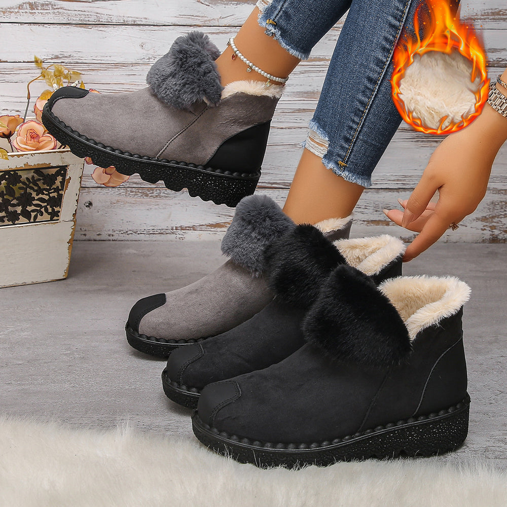 plus sizethick sole fur snow boots for women  winternew arrivalfleece-linedthickenedheattech snow boots for women
